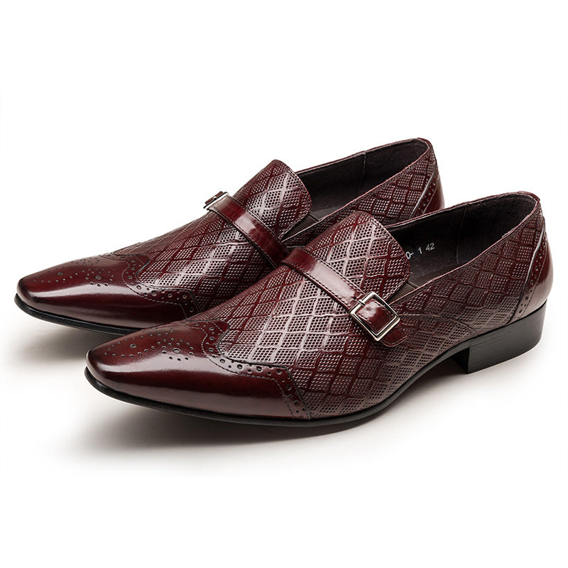 Men's Calfskin Hollow Out Summer Breathable Fashion Pointed Leather Shoes