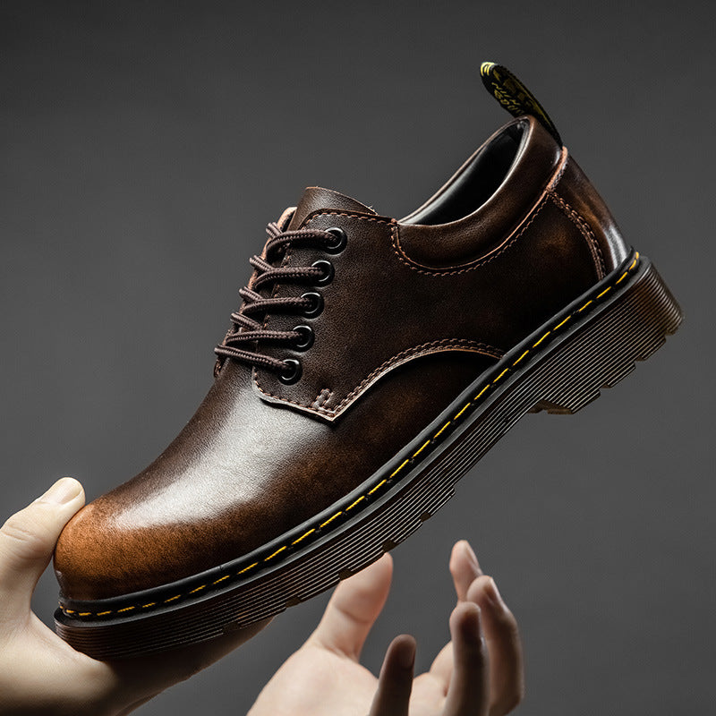 Men's Size Big Head Worker Breathable British Leather Shoes