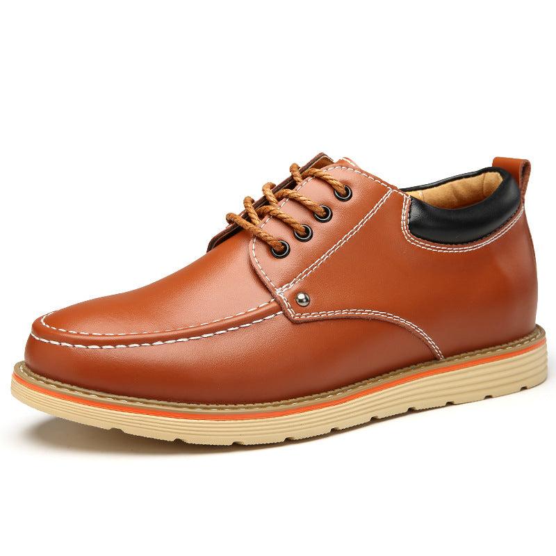 Men's Spring Height Increasing Insole Retro Style Leather Shoes