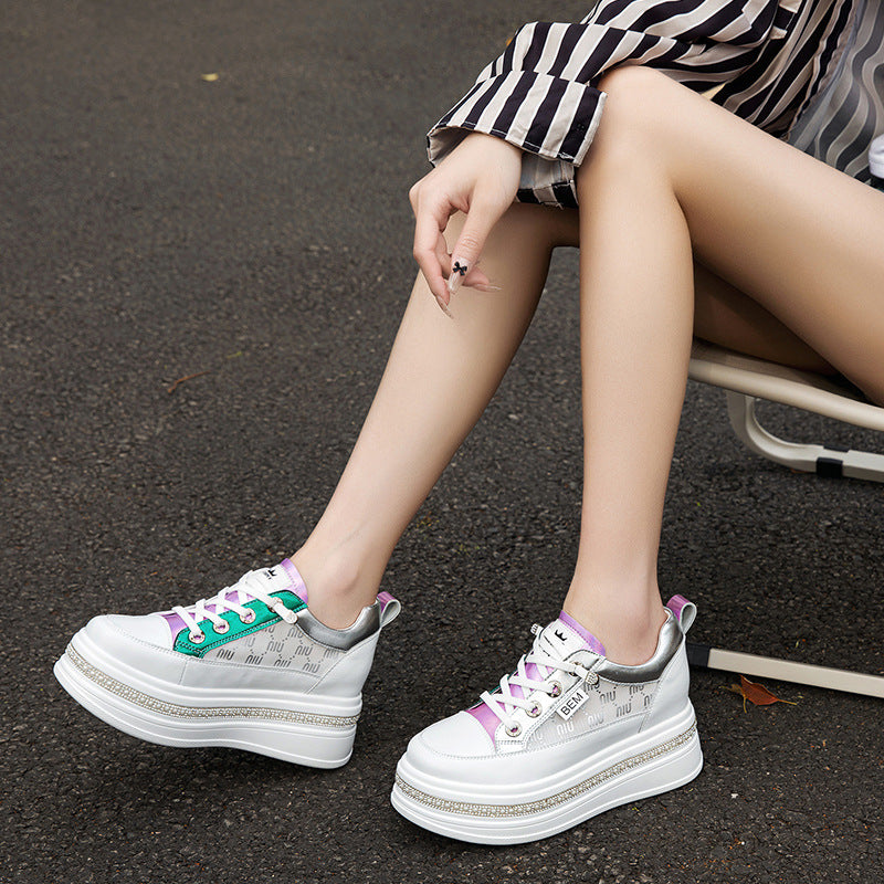 Women's Fairy Diamond Color Matching Thick Bottom Heightened Casual Shoes