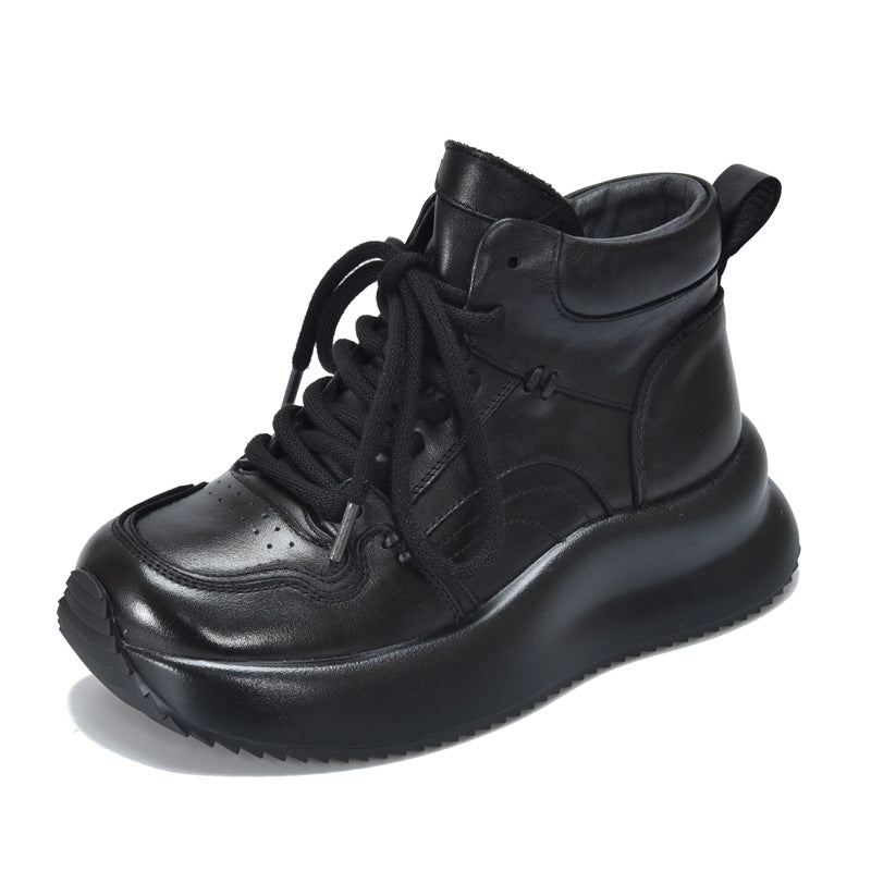 Women's Top Layer Cowhide Platform Sports Martin Boots