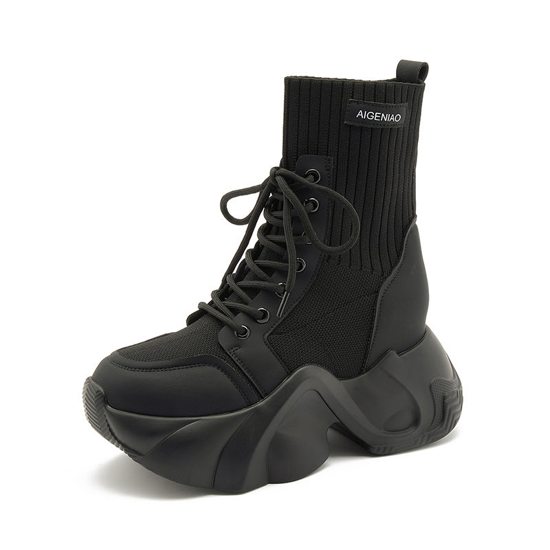 Women's For Flying Woven Elastic Socks Thick Sneakers