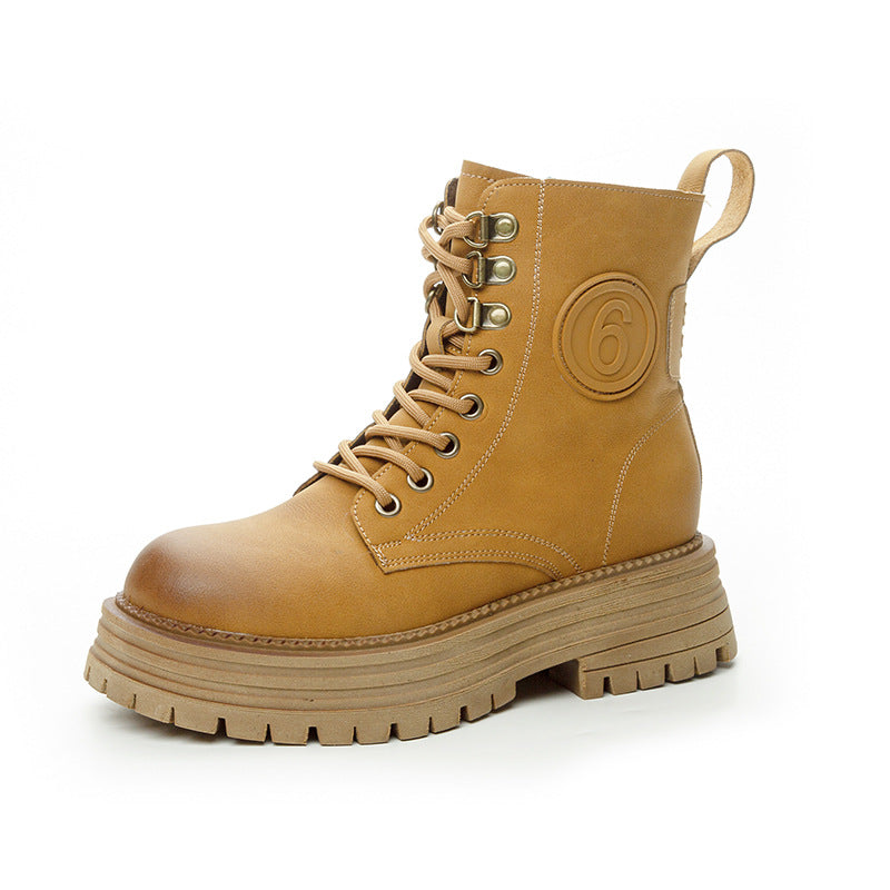 Women's Style Vintage Martin Side Zip Platform Boots