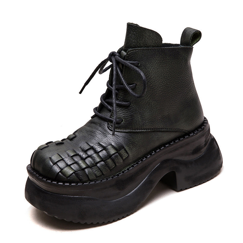 Women's Winter Doll Head Woven Brushed Platform Boots