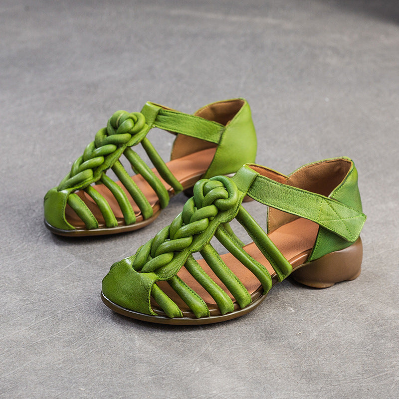 Women's Velcro Hand-woven Thick Bottom Breathable Candy Color Sandals