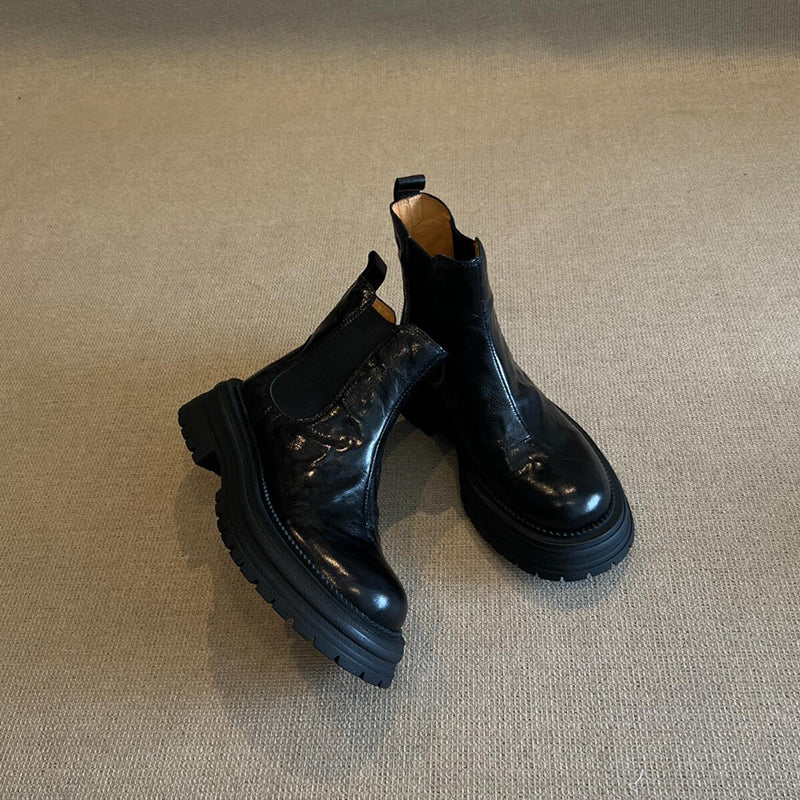 Women's Style Round Head Ankle Platform Thin Boots