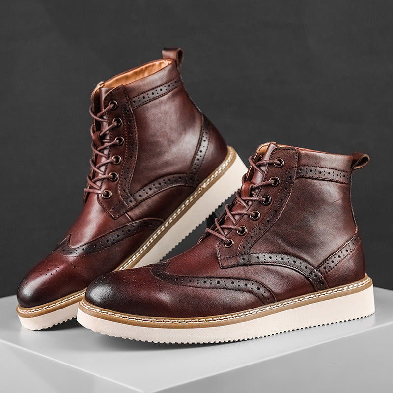 Men's British American Retro Rub Colored Worker Boots