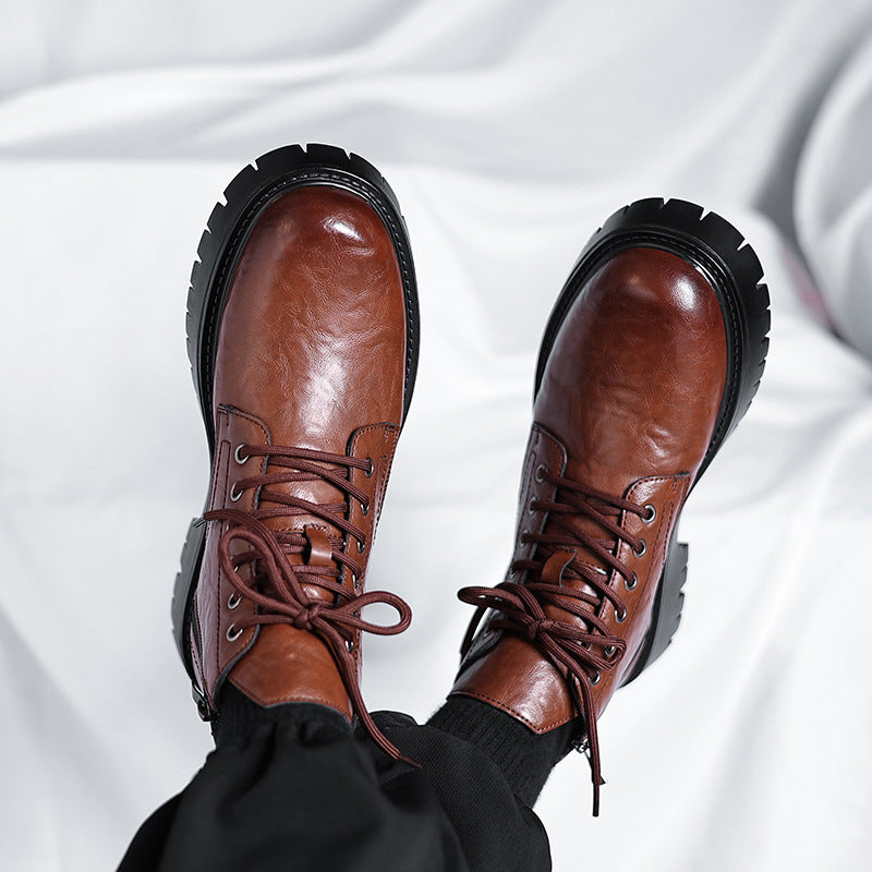 Men's Martin British Style Trendy Platform Black Boots
