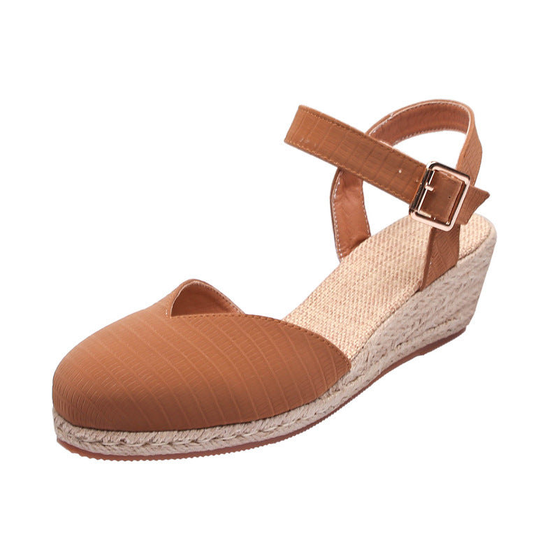 Women's Wedge Platform High Toe Box Pumps Back Empty Slippers