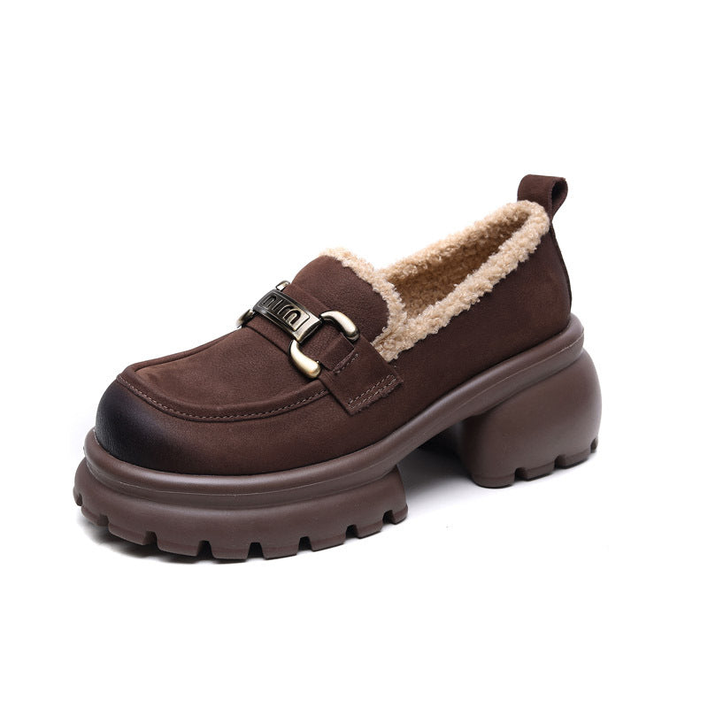 Women's Clearance Yuan First Layer Cowhide Real With Fleece Lining Women's Shoes