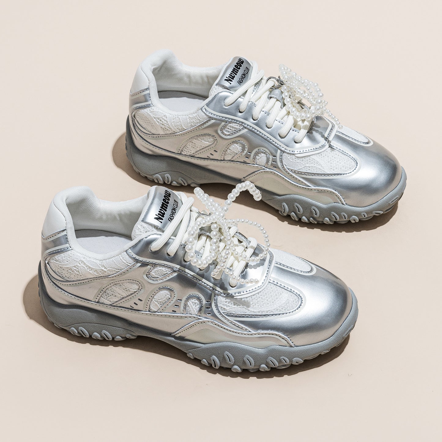 Women's Dad Platform White Breathable Sports Leisure Casual Shoes