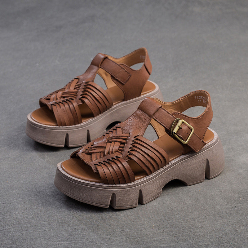 Women's Vintage Platform Comfortable Niche Peep Toe Sandals