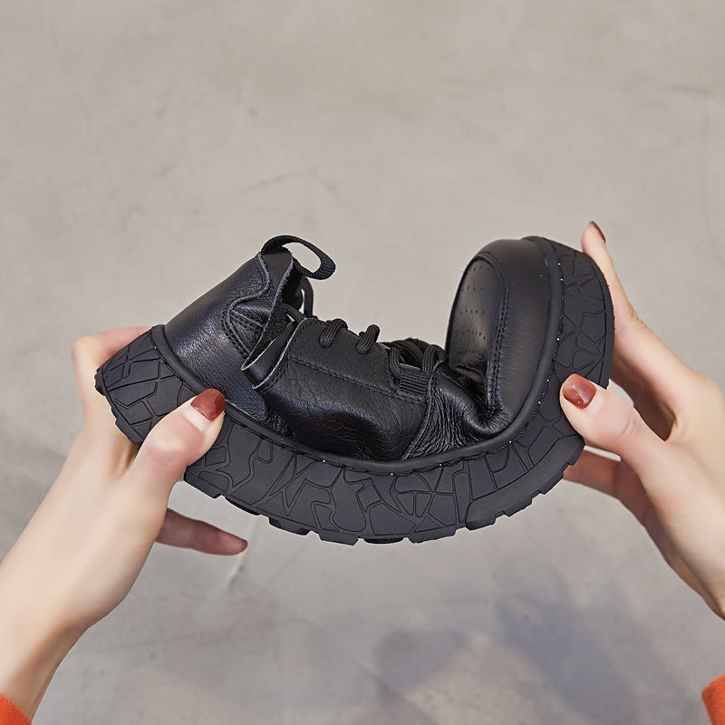 Women's Autumn White Cowhide Street Fashion Flat Men's Shoes