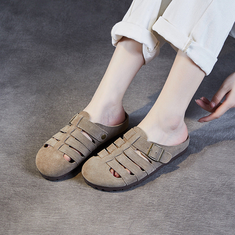 Women's Retro Roman Half Summer Toe Box Soft Bottom Sandals