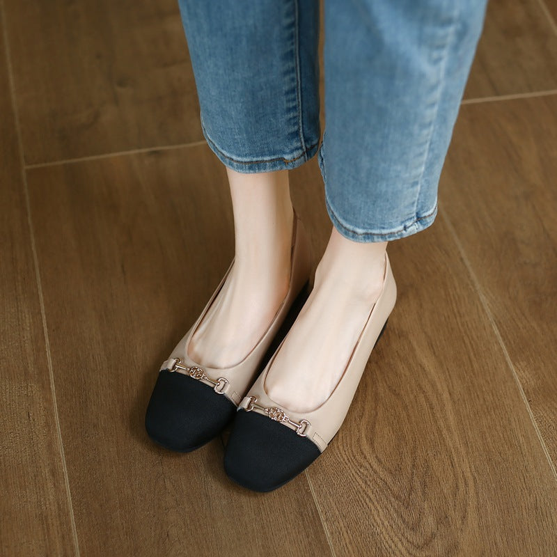 Women's Classic Style Chunky Slip-on Square Toe Casual Shoes