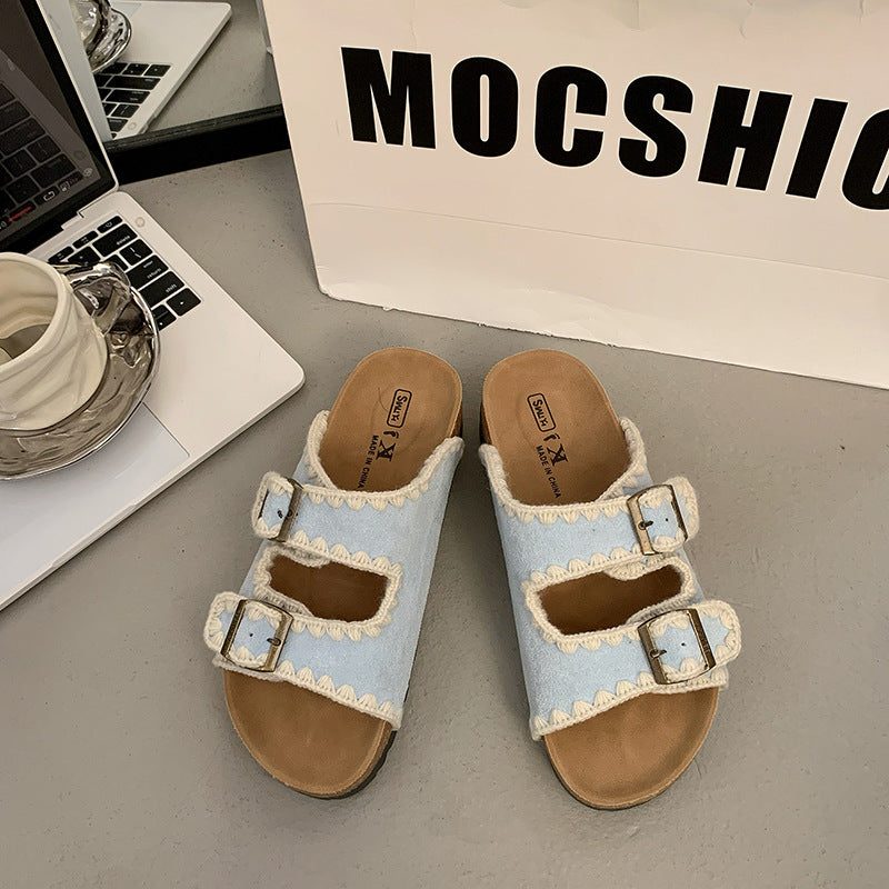 Women's Genuine Thick-soled Summer Fashion Outerwear Half Slippers