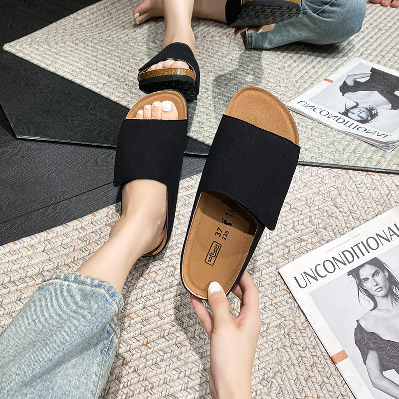 Women's Folding Wide Surface Flat Open Toe Slippers