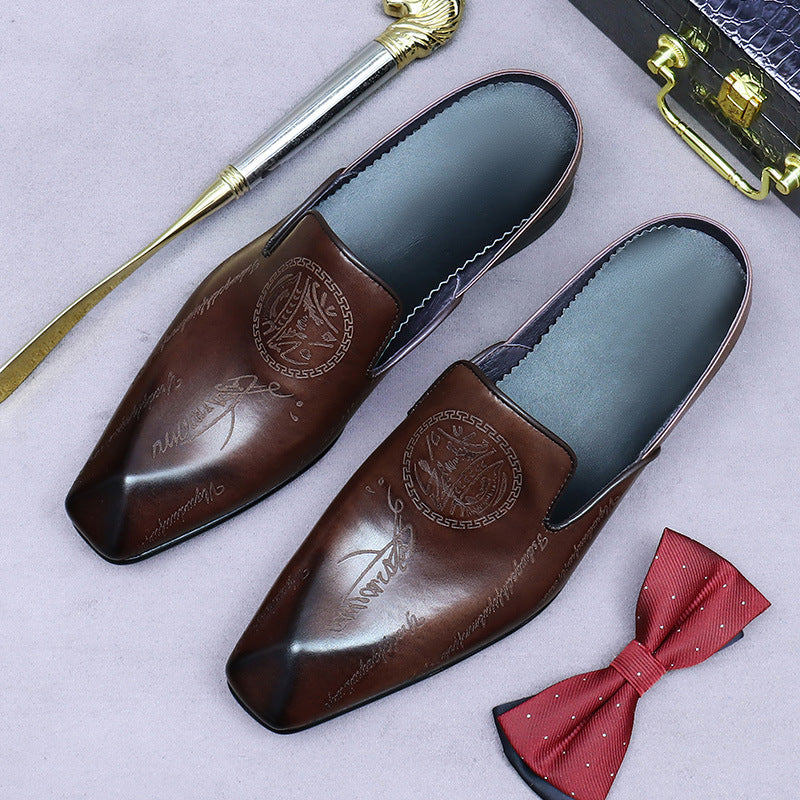 Men's British Business Genuine Drill Half Handmade Men's Shoes