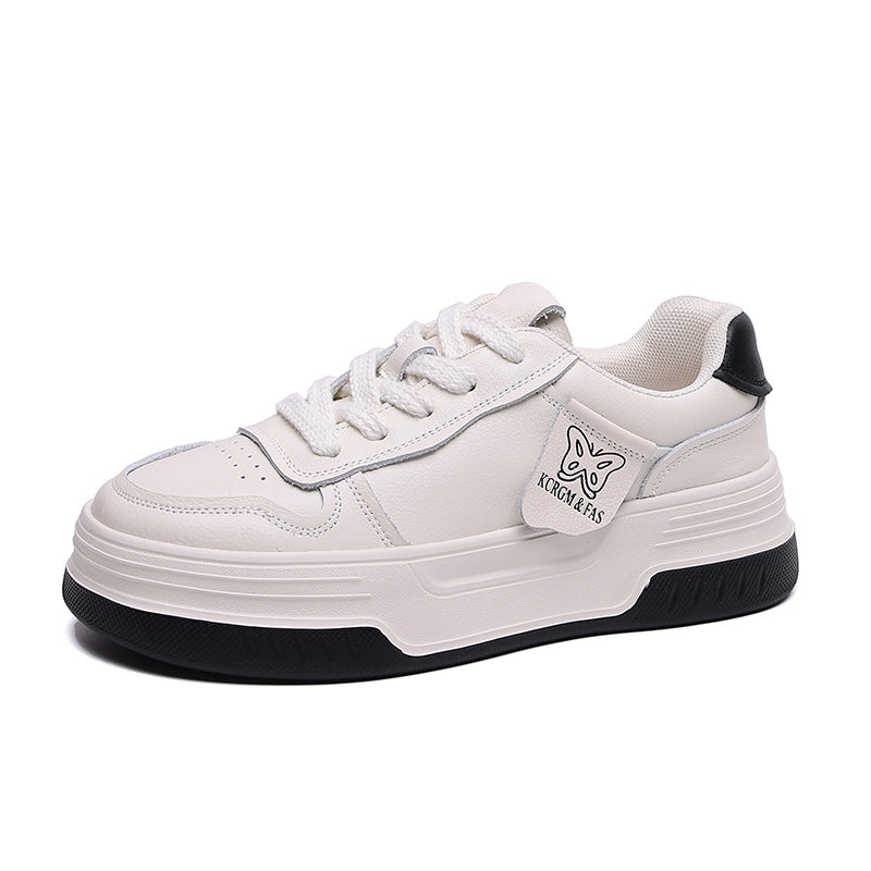 Women's First Layer Cowhide Board Thick Bottom Casual Shoes