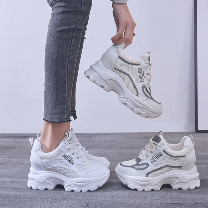 Women's White Summer Sports Breathable Mesh Dad Heels