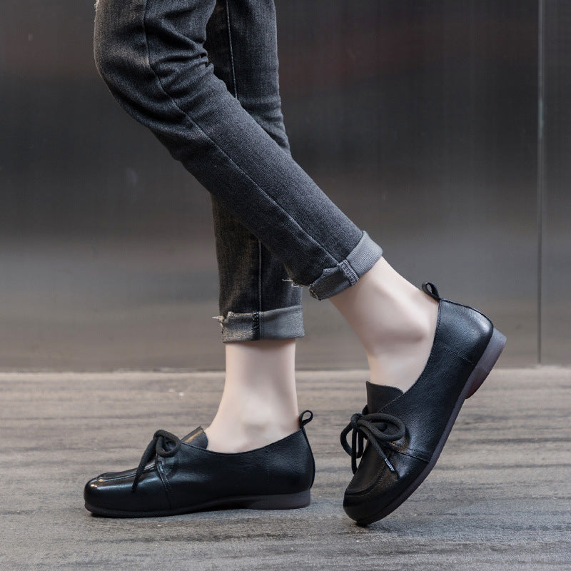 Women's Bottom Top Layer Cowhide Retro Handmade Casual Shoes