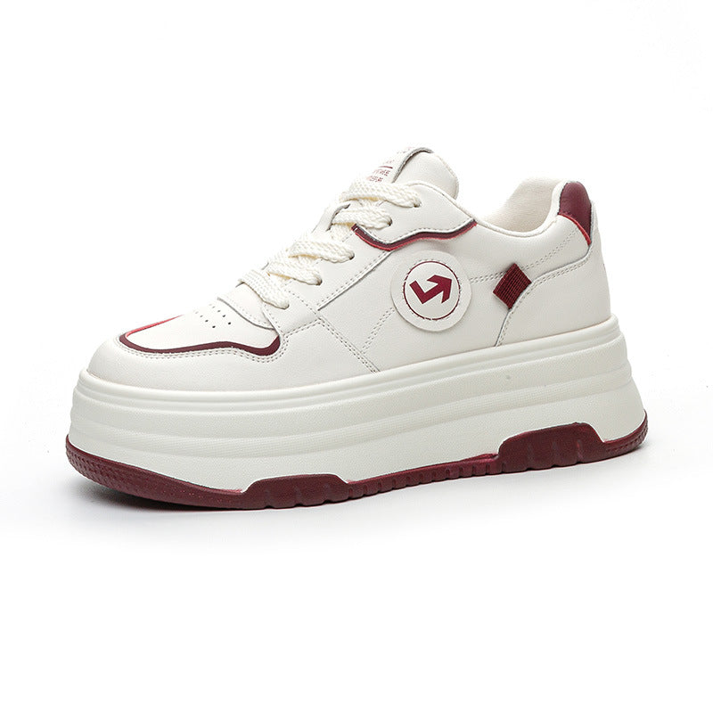Women's Thick-soled White Height Increasing Small Platform Casual Shoes