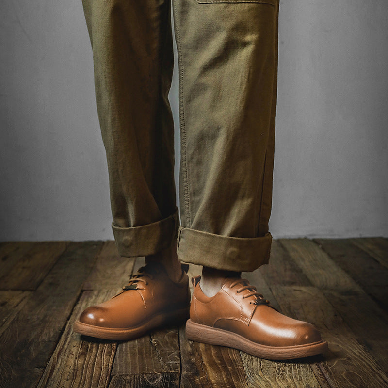 Men's Korean Style Trendy British Versatile Low-cut Leather Shoes