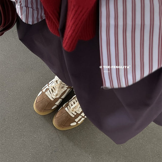 Women's Contrast Color Three-dimensional Bone Spring Flat Casual Shoes