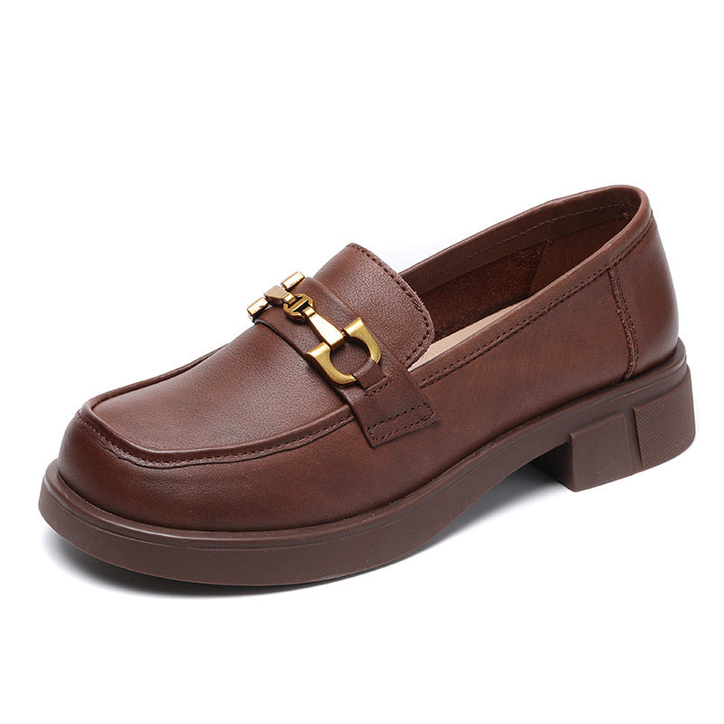 Women's Layer Cowhide Soft Bottom Wild Pumps Casual Shoes