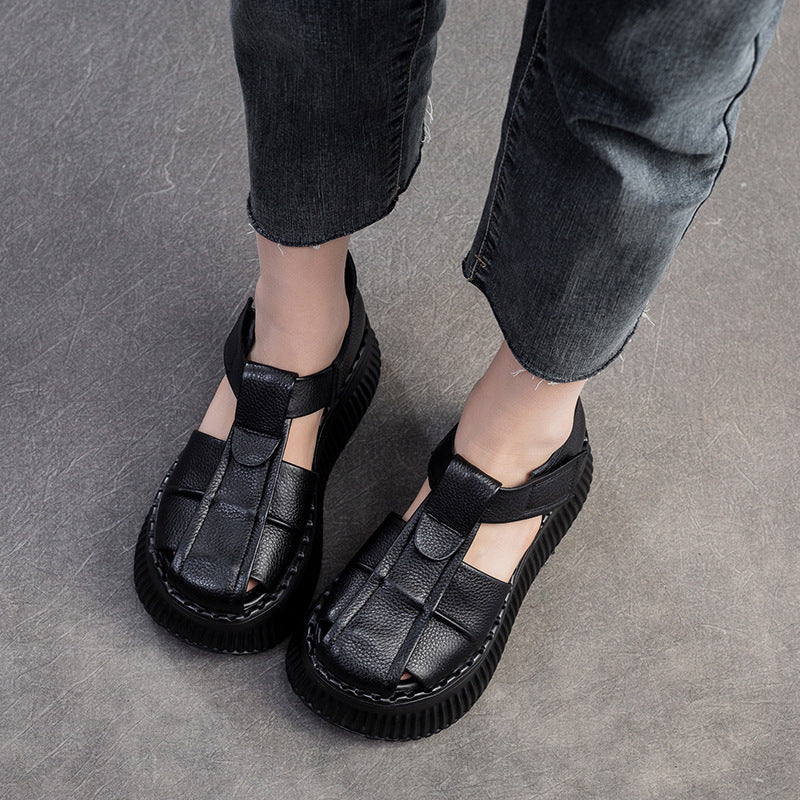 Women's Closed Toe Platform Soft Surface Retro Top Sandals