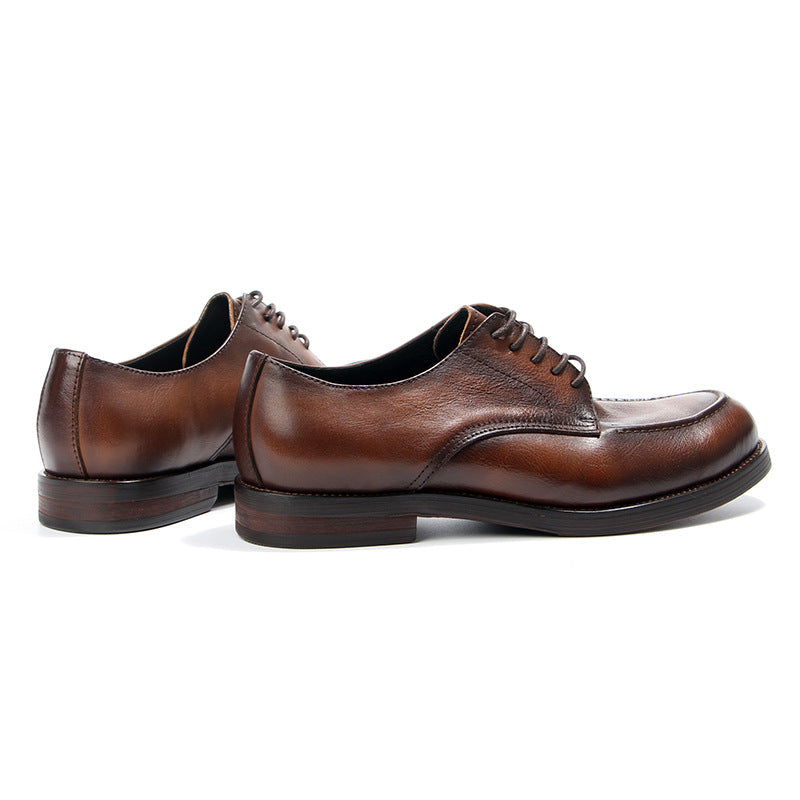 Men's Toe Top Layer Cowhide Handmade Retro Leather Shoes