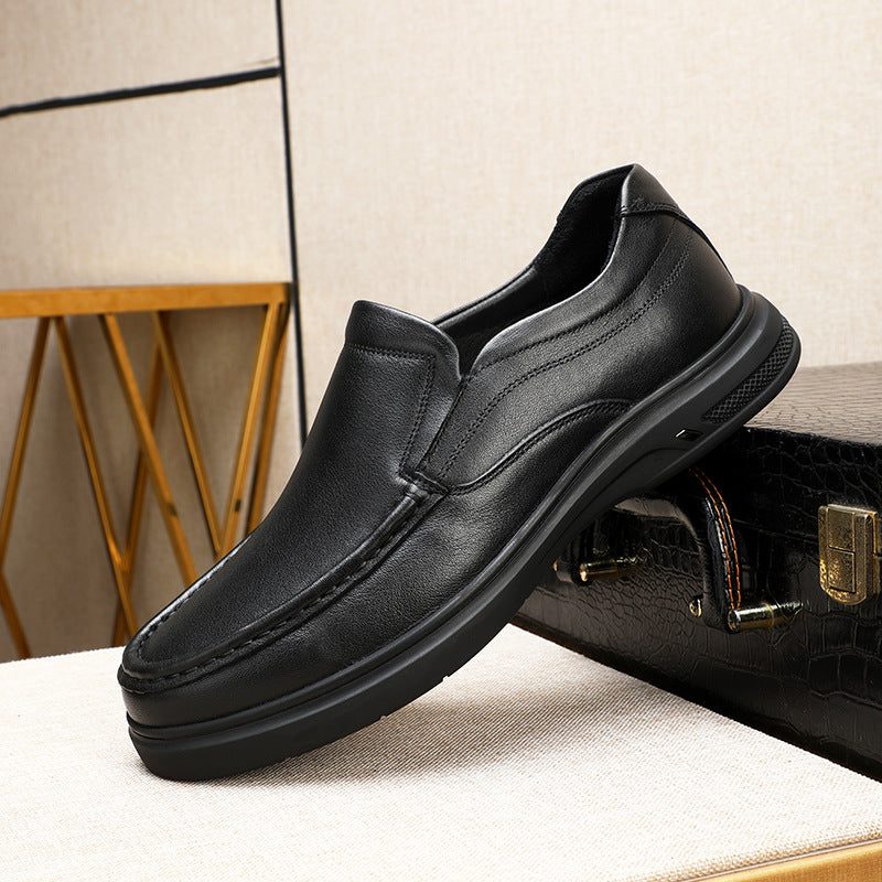 Men's Large Size Spring Slip-on Comfortable Flat Leather Shoes