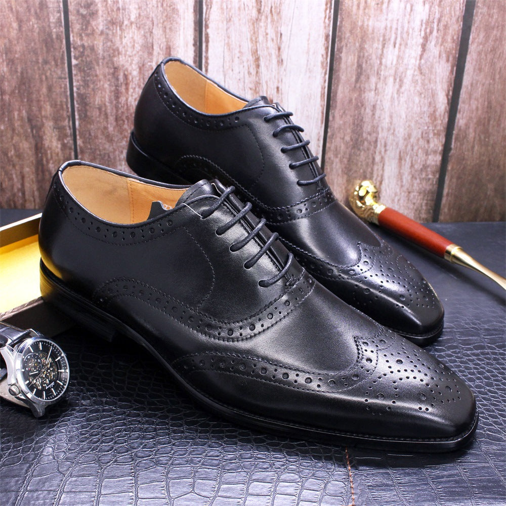 Men's British Style Brogue Oxford Business Breathable Leather Shoes