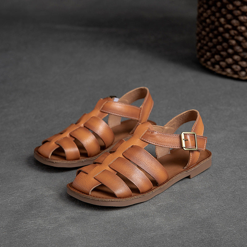 Women's & Men's Flat Low Top Retro Brushed Roman Sandals