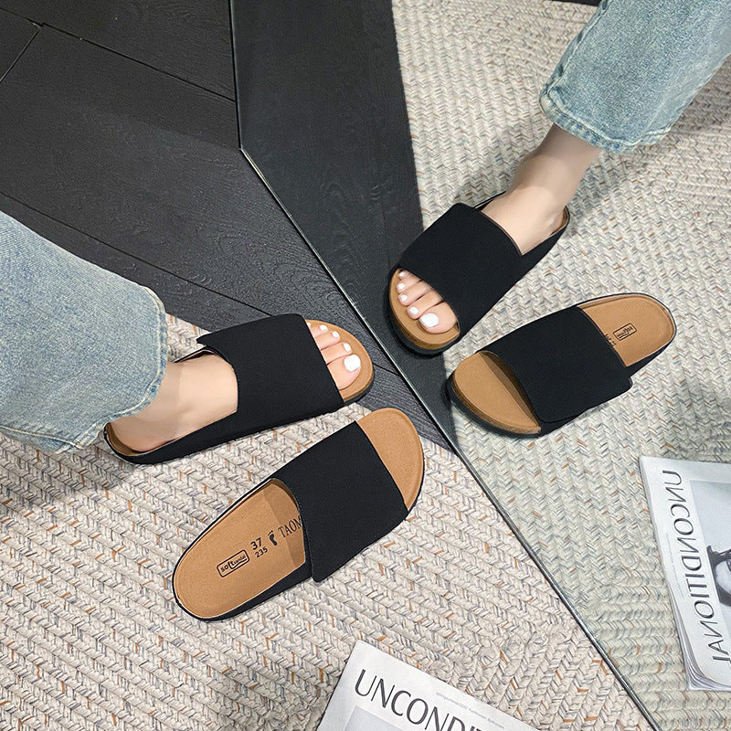 Women's Folding Wide Surface Flat Open Toe Slippers