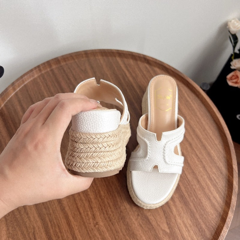 Women's Rausch For Straw Woven Wedge Thick-soled Muffin Slippers