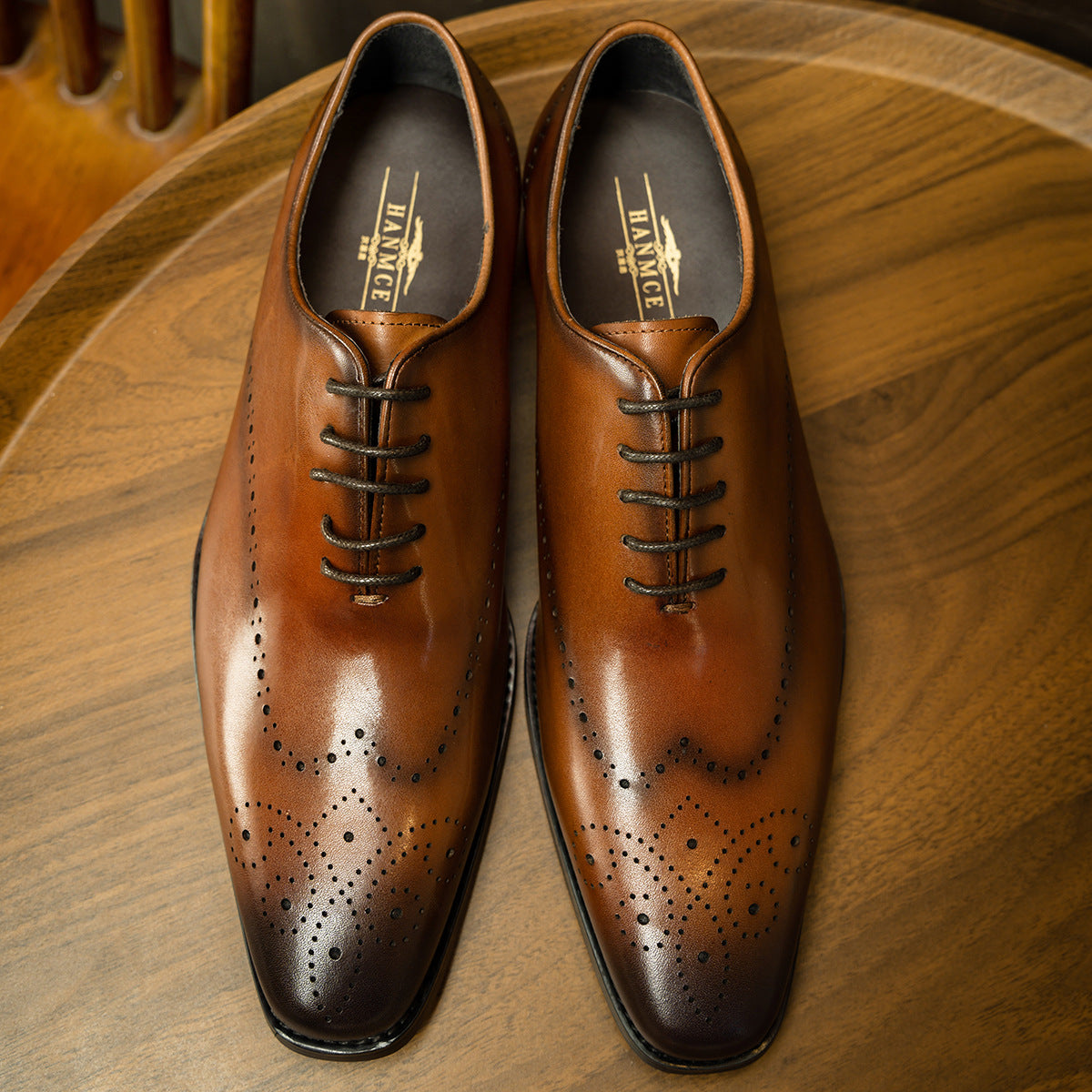 Men's Business Formal Wear Cowhide Pointed Retro Leather Shoes
