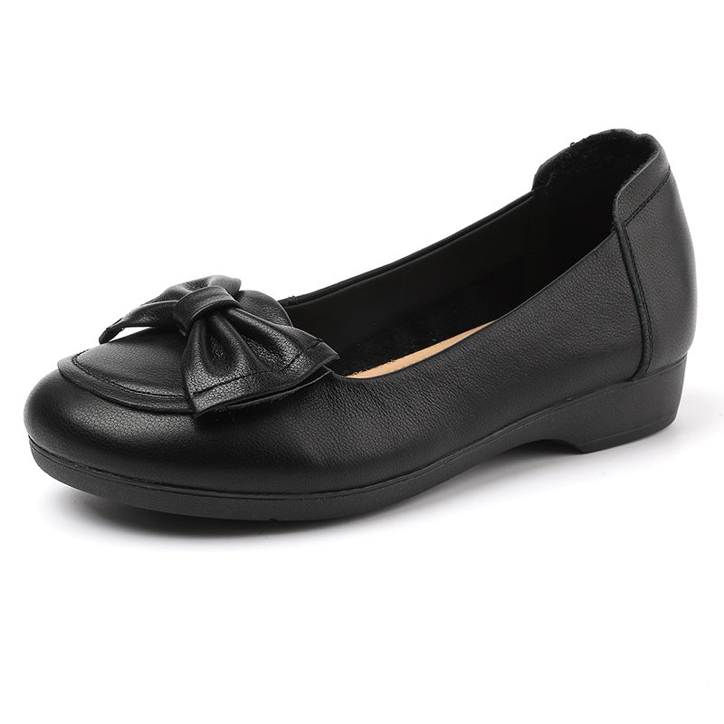 Women's Cowhide Soft Bottom Autumn Mom Flat Loafers