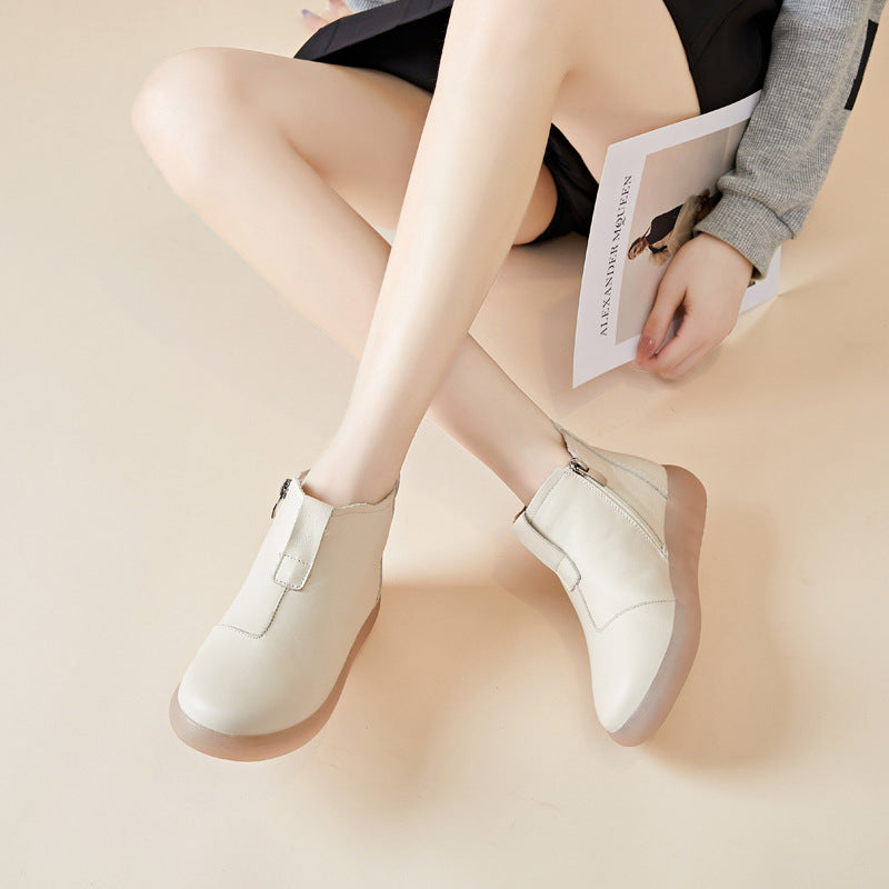 Women's Layer Cowhide Soft Bottom Mom With Women's Shoes