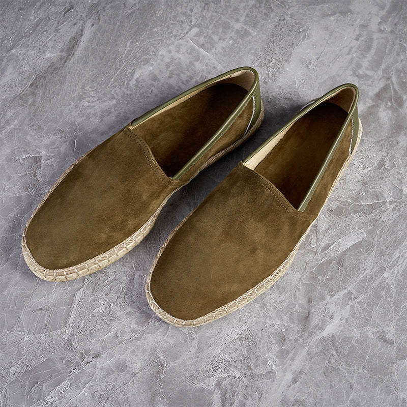 Men's Sheepskin Fisherman Flat Leisure Slip On Leather Shoes