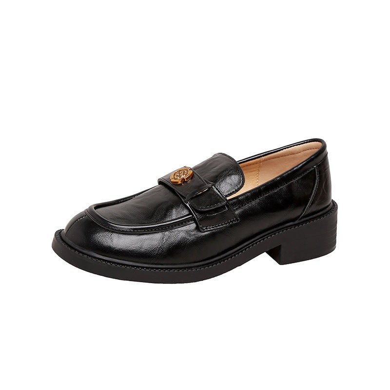 Women's British Style Camellia Slip-on Pumps Platform Loafers