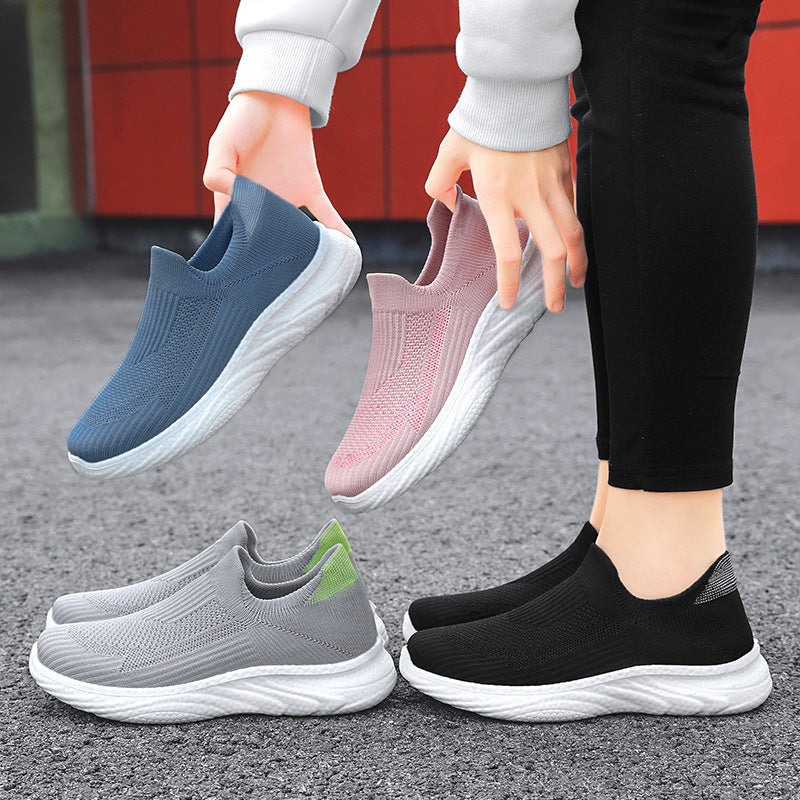Women's & Men's Autumn Flying Woven Polyurethane Lightweight Slip-on Casual Shoes