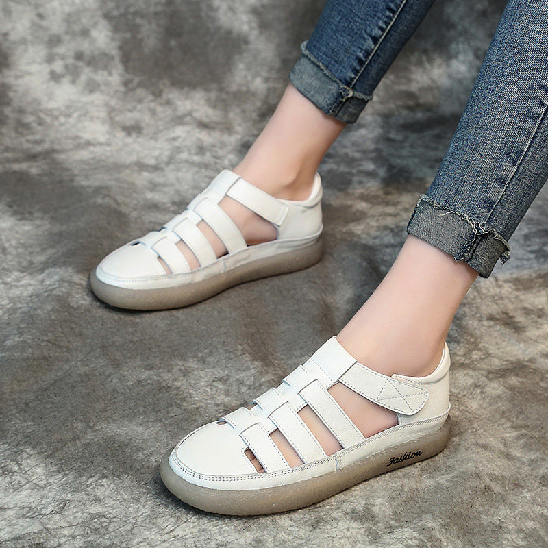Women's Hollow Flat Authentic Toe Box Beef Tendon Sandals