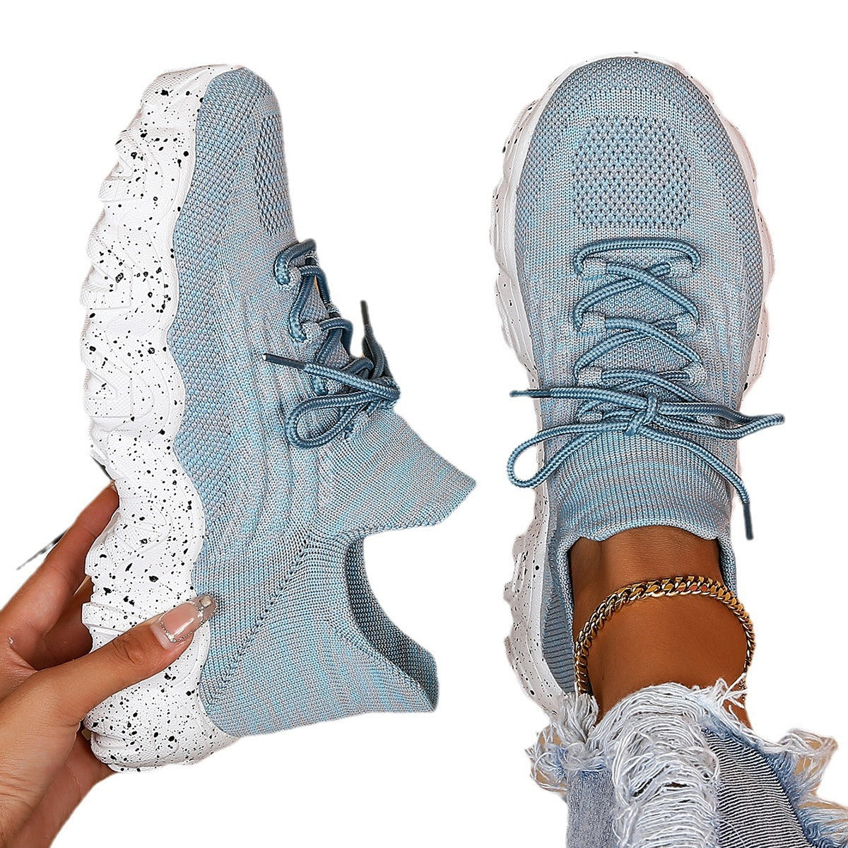 Women's Plus Size Sports Breathable Socks Slip-on Casual Shoes