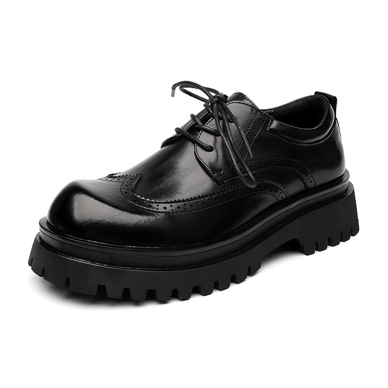Men's Thick Bottom Heighten British Style Summer Leather Shoes