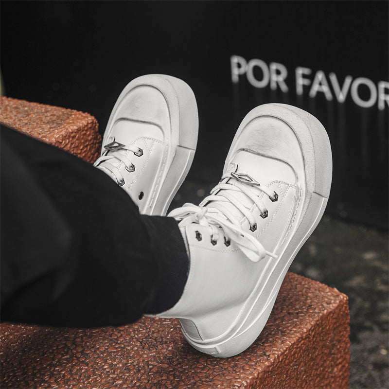 Women's & Men's Increased Old White Couple Derby Canvas Shoes