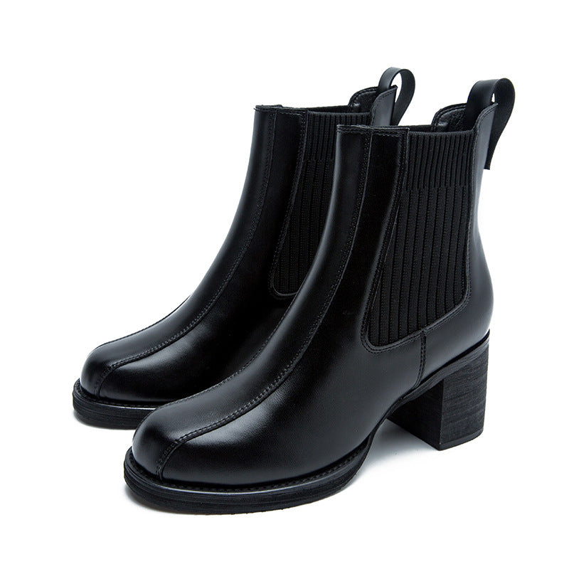 Women's High Single Mid Chunky Thin Martin Boots
