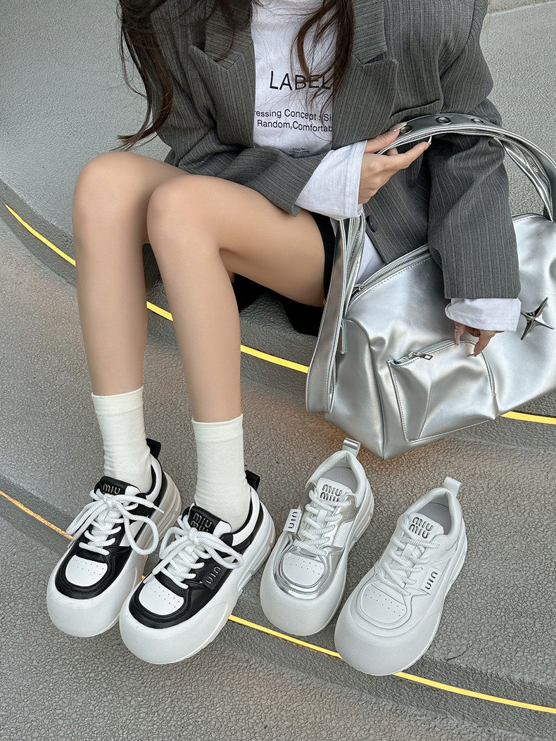 Women's Platform White Heightened Spring Soft Bottom Casual Shoes