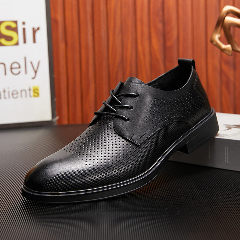 Classic Men's Business Breathable Comfortable Punching Leather Shoes