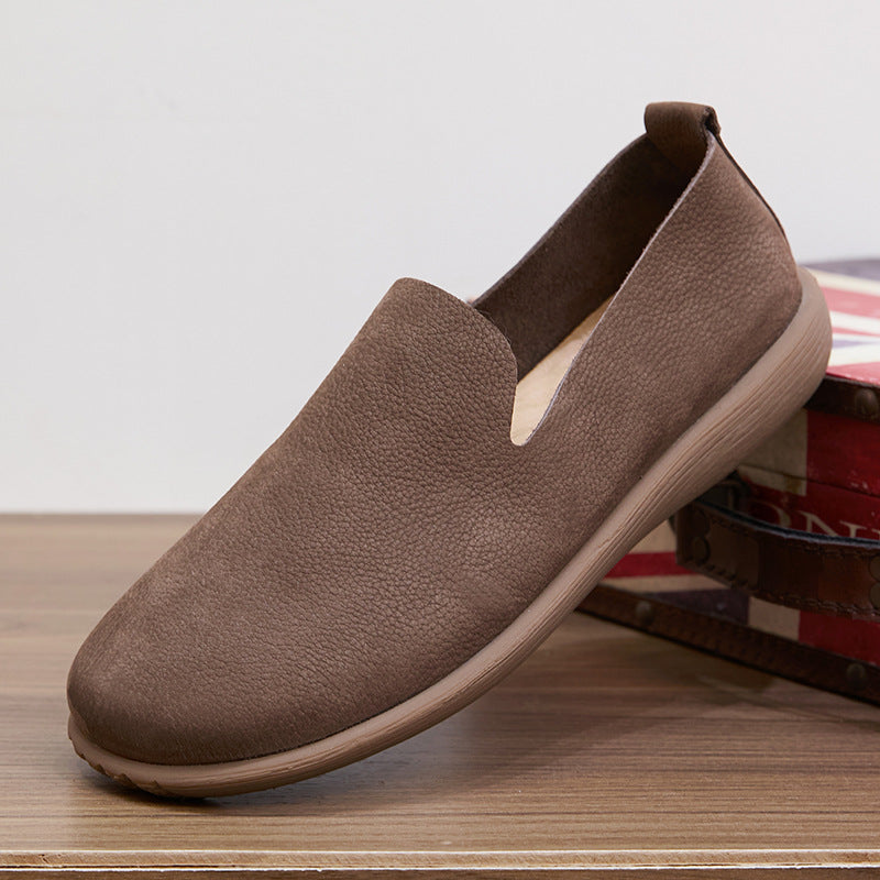 Men's Single Layer Frosted Cowhide Pumps Tendon Men's Shoes